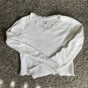 brandy Melville cropped white, long sleeve